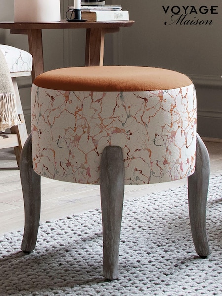Voyage Maison Carrara Rosewater Finn Round Footstool (AD1291) | £95