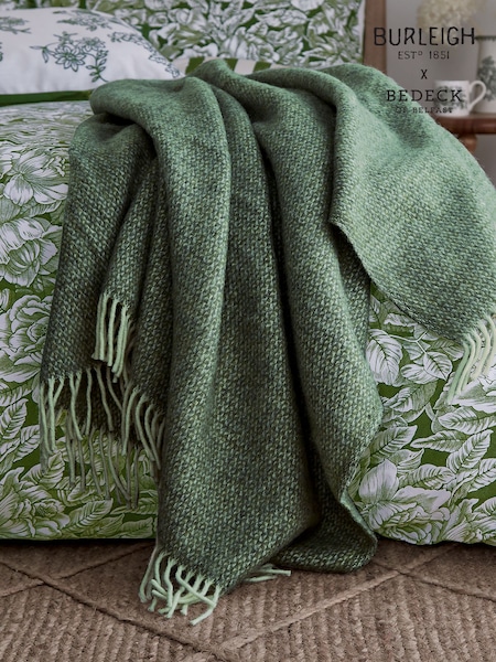 Burleigh X Bedeck Of Belfast Green Burleigh Wool Throw (AD1645) | £165