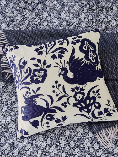 Burleigh X Bedeck Of Belfast Blue Calico 100% Cotton Cushion (AD1659) | £50