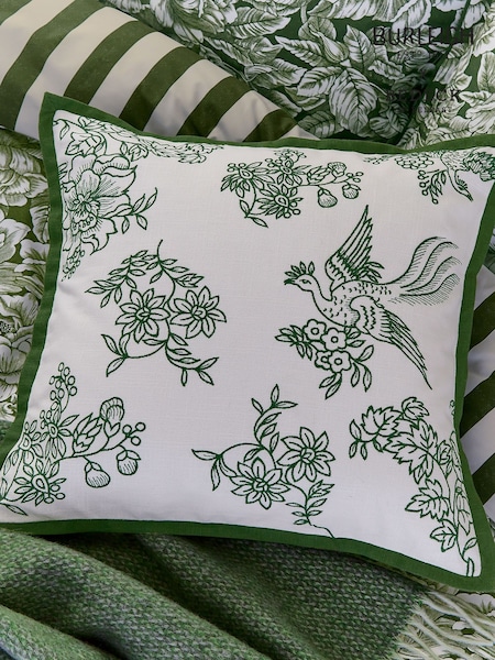 Burleigh X Bedeck Of Belfast Green Hibiscus 100% Cotton Cushion (AD1660) | £50