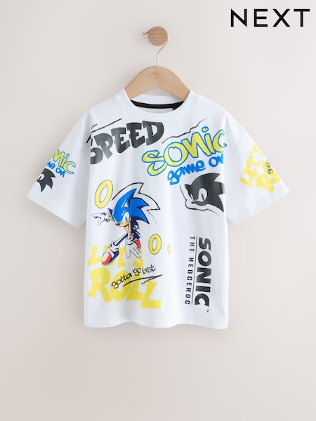 White Licensed Sonic T-Shirt (3-16yrs) (AD1671) | £14 - £17