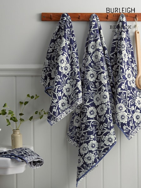 Burleigh X Bedeck Of Belfast Blue Calico 100% Cotton Towel (AD1681) | £17 - £48