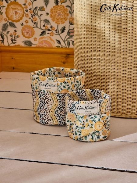 Cath Kidston Set of 2 Yellow Leopard Print Reversible Storage Bags (AD1687) | £12
