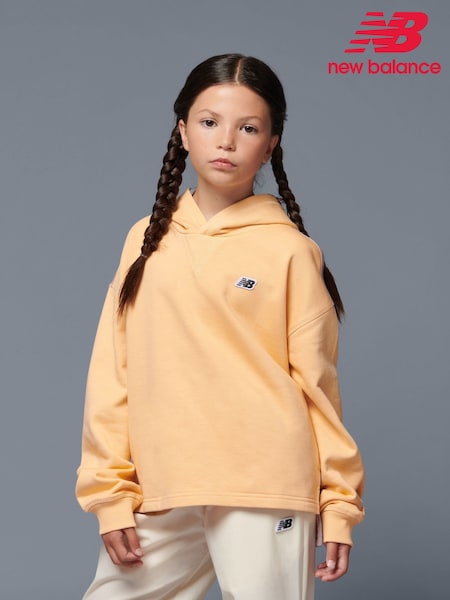 New Balance Orange Girls Premium Drop Hem 100% Cotton Hoodie (AD1979) | £65 - £78