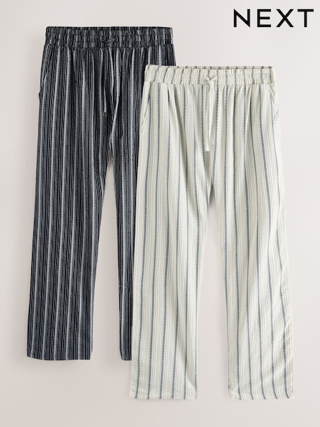 Black/Ecru Stripe Woven Pyjama Bottoms 2 Pack (AD2005) | £40