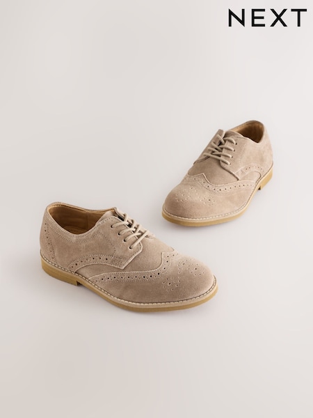 Neutral Wide Fit (G) Smart Leather Brogue Shoes (AD2174) | £28 - £30