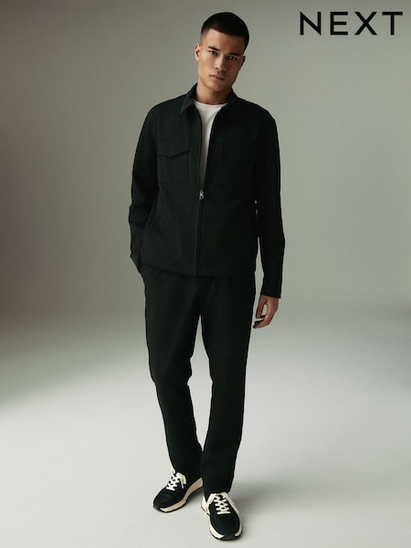 Black Co-ord Jersey Shacket & Trousers 2 Pack Set (AD2301) | £75
