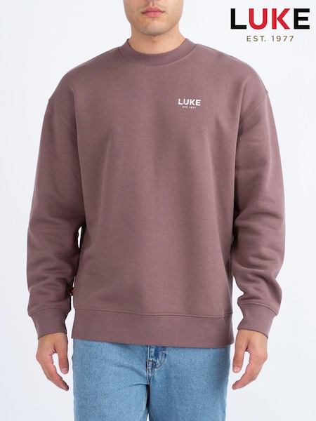 Luke 1977 Relaxed Fit Purple Exceptional Dark Mauve Sweatshirt (AD2413) | £50