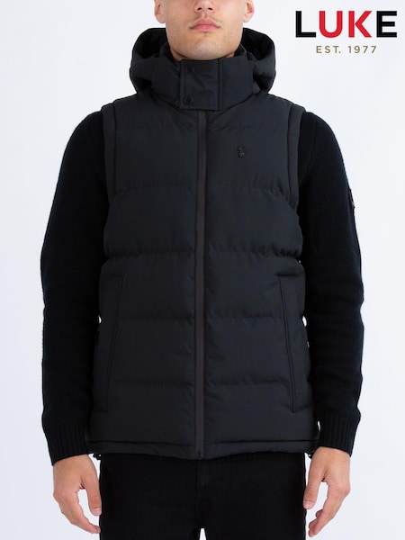 Luke 1977 Vienna Quilted Black Gilet (AD2421) | £120