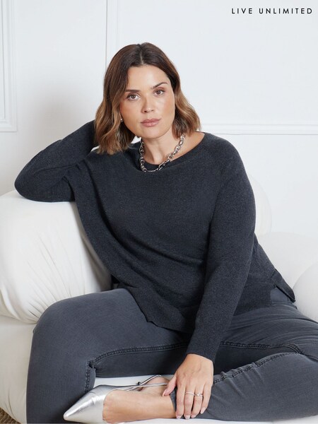 Live Unlimited Grey Scoop Neck Jumper (AD2490) | £69
