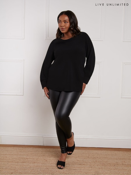 Live Unlimited Black Petite Faux Leather Leggings (AD2492) | £39