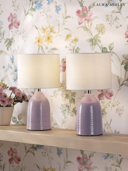 Laura Ashley Set of 2 Lavender Penny Table Lamp Set (AD2631) | £69