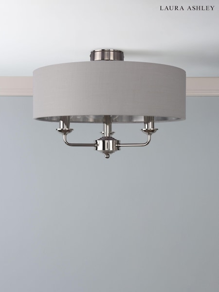 Laura Ashley Silver Sorrento 3 Arm Semi-Flush Ceiling Light (AD2651) | £130