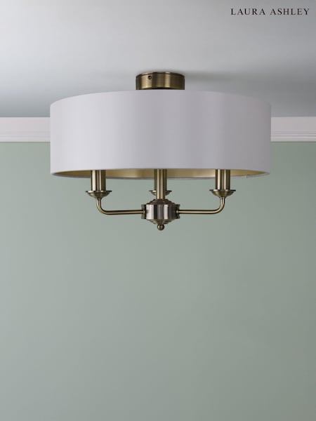 Laura Ashley Ivory Sorrento 3 Arm Semi-Flush Ceiling Light (AD2654) | £130