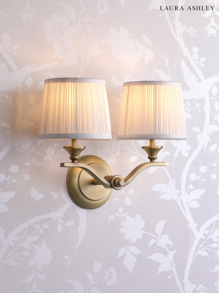 Laura Ashley Matt Antique Brass Hemsley 2 Light Wall Light (AD2657) | £120