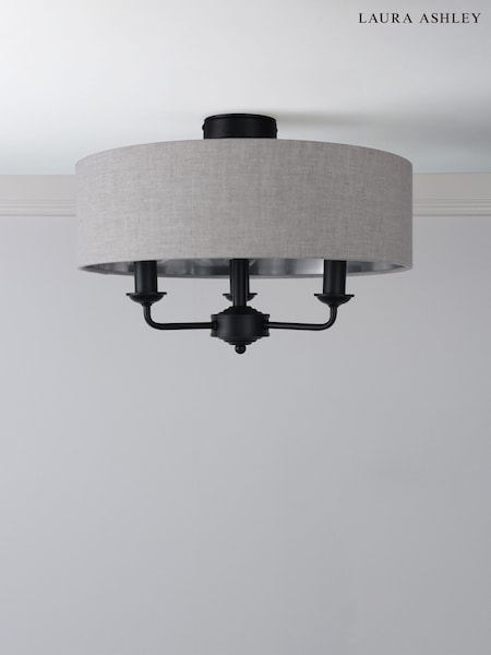 Laura Ashley Natural Sorrento 3 Arm Semi-Flush Ceiling Light (AD2674) | £130