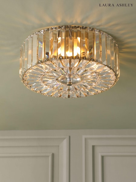 Laura Ashley Antique Brass Fernhurst 3 Light Flush Ceiling Light (AD2680) | £199