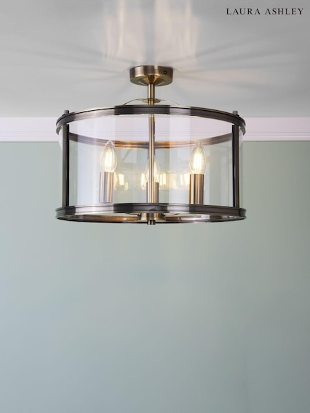 Laura Ashley Antique Brass Harrington 3 Light Semi-Flush Ceiling Light (AD2683) | £195