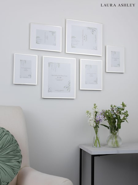 Laura Ashley Set of 6 Silver Alisa Gallery Photo Frames (AD2686) | £130