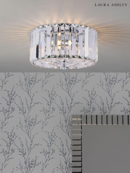 Laura Ashley Polished Chrome Fernhurst 3 Light Flush Ceiling Light (AD2690) | £159