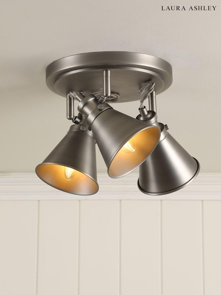 Laura Ashley Pewter Rufus Flush Ceiling Fitting Ceiling Light (AD2692) | £99