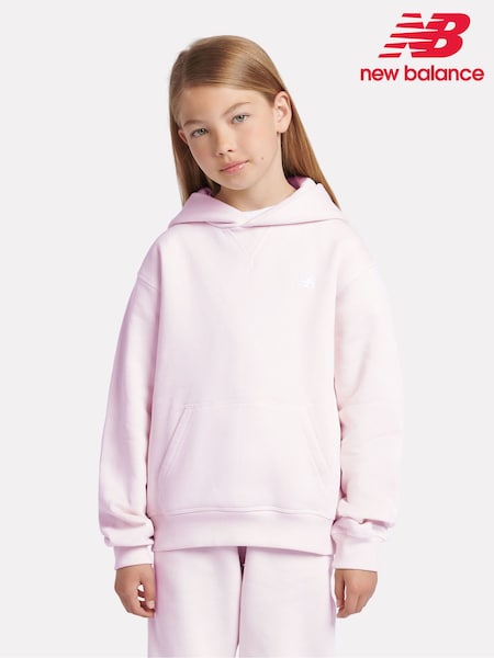 New Balance Pink Small Girls Brush Back Logo Hoodie (AD2710) | £50 - £60