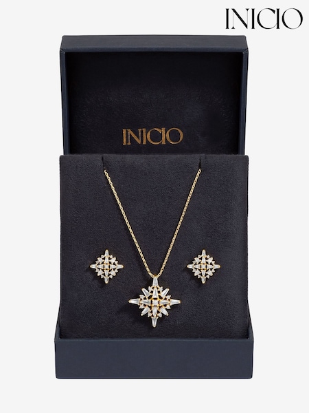Inicio Gold Plated Cubic Zirconia Star Set - Gift Boxed (AD2788) | £30
