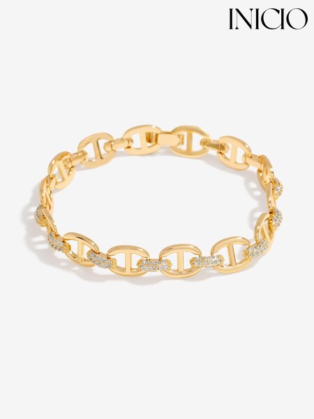 Inicio Gold Tone Gift Pouch Cubic Zirconia Chain Bracelet (AD2801) | £28