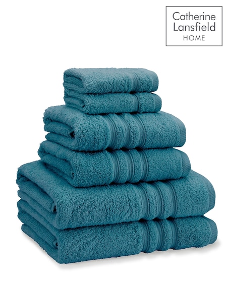 Catherine Lansfield 6 Piece Teal Blue Zero Twist 100% Cotton Towel Bale Set (AD3041) | £28