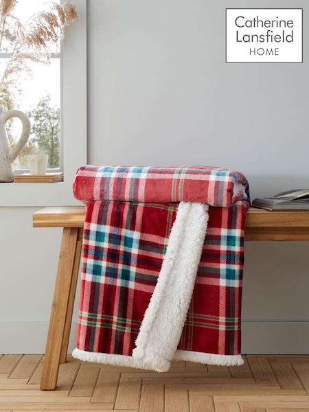 Catherine Lansfield Red Soft and Cosy Kelso Check Throw (AD3046) | £18