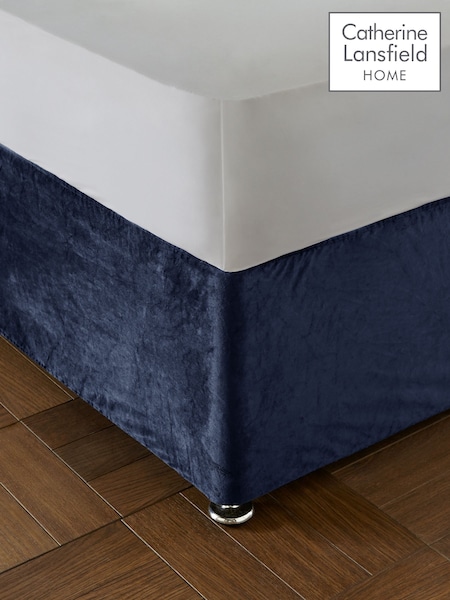Catherine Lansfield Navy Blue Kingsley Matt Velvet Elasticated Divan Base Wrap (AD3048) | £18 - £20