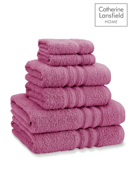 Catherine Lansfield 6 Piece Raspberry Pink Zero Twist 100% Cotton Towel Bale Set (AD3054) | £28