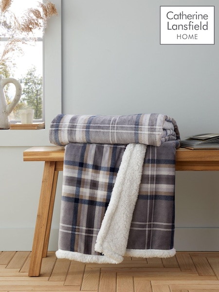 Catherine Lansfield Charcoal Grey Soft and Cosy Kelso Check Throw (AD3058) | £18