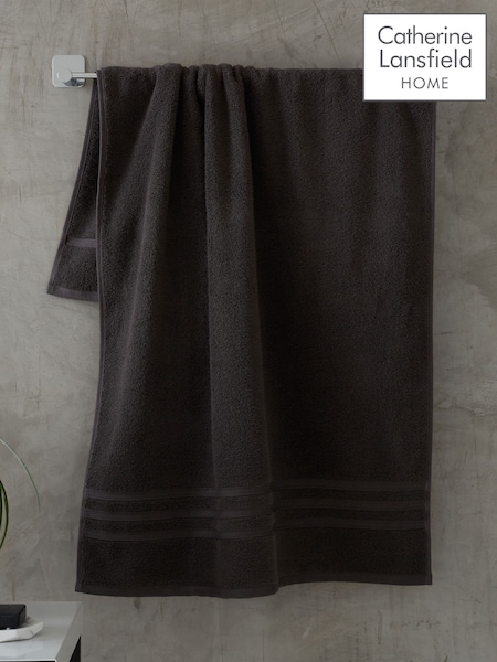 Catherine Lansfield Set of 2 Charcoal Grey 100% Cotton Bath Sheet Towels (AD3060) | £28