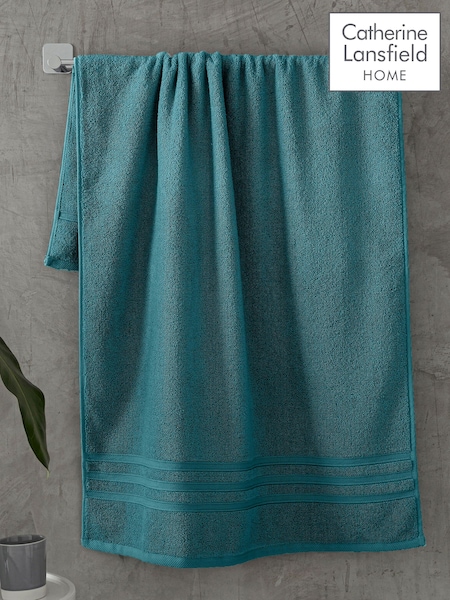 Catherine Lansfield Set of 2 Teal Blue 100% Cotton Bath Sheet Towels (AD3065) | £28