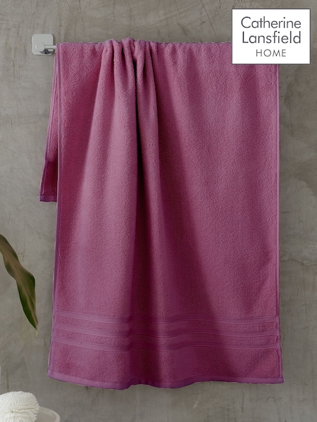 Catherine Lansfield Set of 2 Raspberry Pink 100% Cotton Bath Sheet Towels (AD3076) | £28