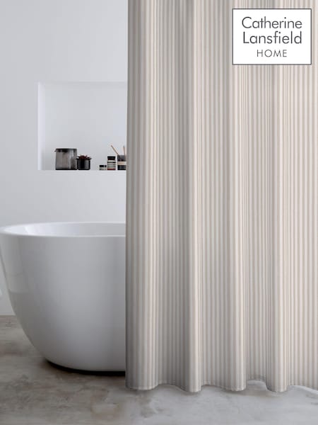 Catherine Lansfield Natural Timeless Stripe Shower Curtain (AD3079) | £16