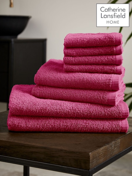 Catherine Lansfield Hot Pink Quick Dry 100% Cotton Towel Set (AD3083) | £23