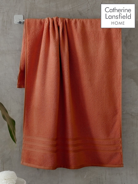 Catherine Lansfield Set of 2 Terracotta 100% Cotton Bath Sheet Towels (AD3099) | £28