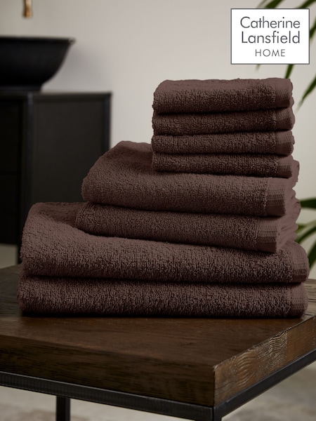 Catherine Lansfield Chocolate Quick Dry 100% Cotton Towel Set (AD3309) | £23