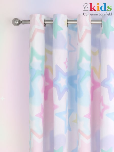 Catherine Lansfield Pink Ombre Stars Reversible Lined Eyelet Curtains (AD3357) | £50
