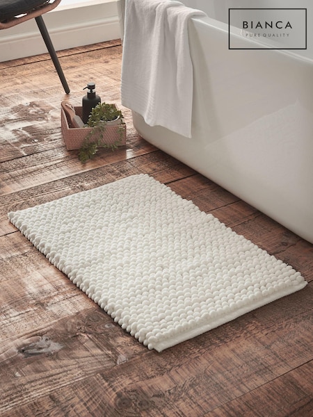 Bianca White Aspen Bobble Bath Mat (AD3373) | £16