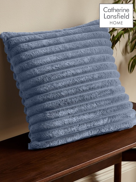 Catherine Lansfield Chambray Blue Catherine Lansfield Soft and Cosy Ribbed Cushion (AD3381) | £16