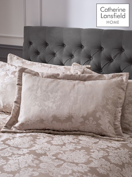Catherine Lansfield Champagne Damask Jacquard Quilted Pillowsham Pair (AD3397) | £22