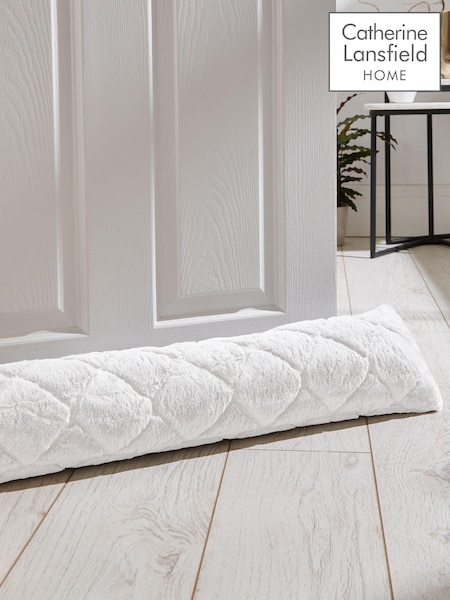 Catherine Lansfield White Cosy Diamond Fleece Draught Excluder (AD3410) | £16