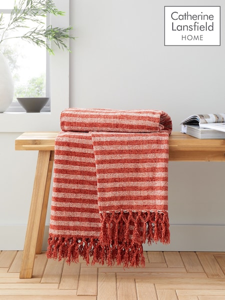 Catherine Lansfield Terracotta Stab Stitch Throw (AD3418) | £16