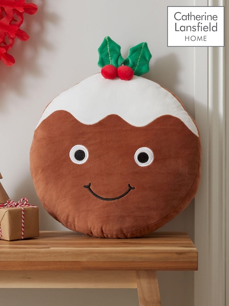 Catherine Lansfield Brown Christmas Pudding 3D Shaped Cushion (AD3422) | £17