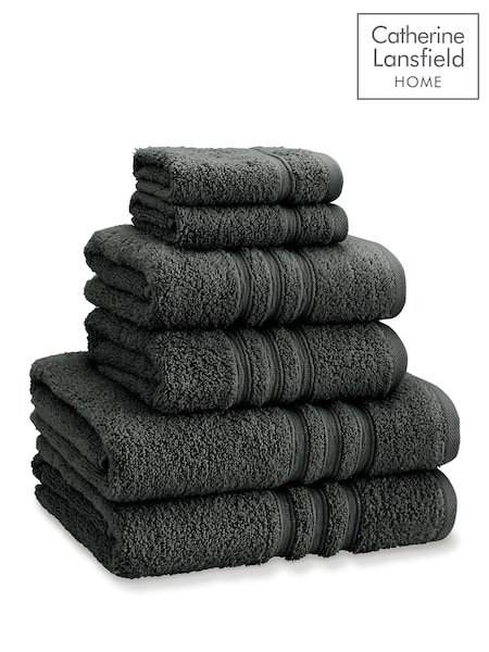 Catherine Lansfield 6 Piece Charcoal Grey Zero Twist 100% Cotton Towel Bale Set (AD3424) | £28