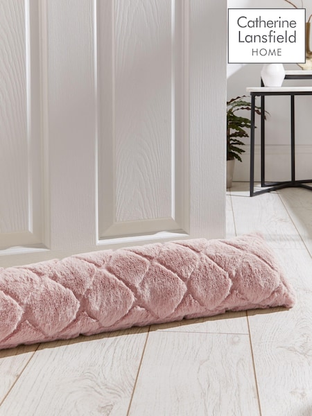 Catherine Lansfield Blush Pink Cosy Diamond Fleece Draught Excluder (AD3449) | £16