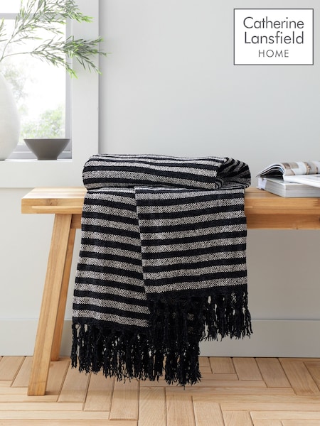 Catherine Lansfield Black Stab Stitch Throw (AD3450) | £16